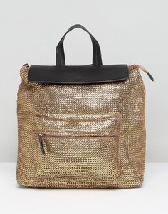 Плетеный рюкзак металлик ASOS BEACH - Золотой