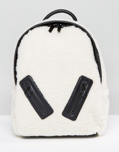 Рюкзак из искусственной овечьей шерсти с молнией Skinnydip - Кремовый