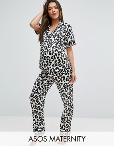 Атласная пижама с леопардовым принтом ASOS Maternity - Мульти