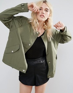 Легкая укороченная куртка без воротника Parka London Siri - Зеленый