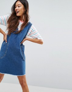 Джинсовое платье мини винтажного синего цвета ASOS Chuck On - Синий