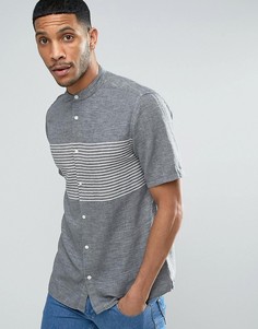Рубашка стандартного кроя с коротким рукавом из ткани с добавлением льна Selected Homme - Темно-синий