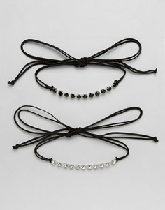 Два чокера-шнурка с кристаллами Swarovski от Krystal London - Черный