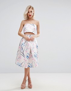 Атласная юбка миди с цветочным принтом Horrockses Co Ord - Мульти
