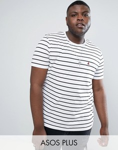 Футболка в полоску с логотипом ASOS PLUS - Белый