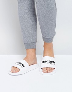 Белые классические шлепанцы с логотипом Reebok - Белый