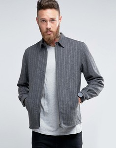 Жакет на молнии узкого кроя в тонкую полоску Hoxton Shirt Company - Серый