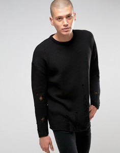 Джемпер со спущенными петлями ASOS - Черный