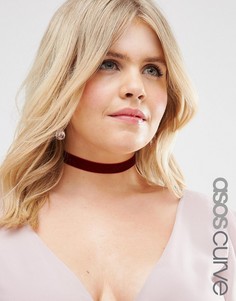 Классическое бархатное ожерелье-чокер ASOS CURVE - Красный