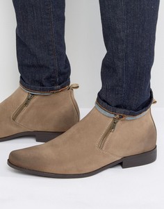 Серо-коричневые ботинки челси из искусственной замши на молнии ASOS - Светло-серый