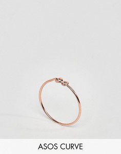 Покрытое розовым золотом серебряное кольцо на мизинец с узелком ASOS CURVE - Медный