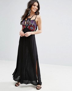 Пляжное платье макси с вышивкой на лифе Liquorish - Черный