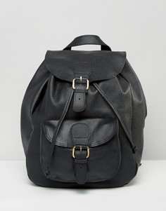 Кожаный рюкзак с карманом спереди ASOS - Черный