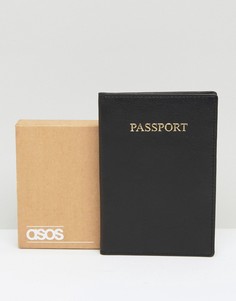 Подарочный набор с черной кожаной обложкой для паспорта ASOS - Черный