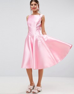 Платье миди для выпускного с юбкой годе ASOS SALON - Розовый
