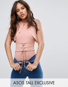 Боди с отделкой в стиле корсета ASOS TALL - Розовый