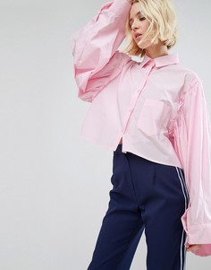 Укороченная рубашка с расклешенными рукавами и необработанным краем STYLENANDA - Розовый