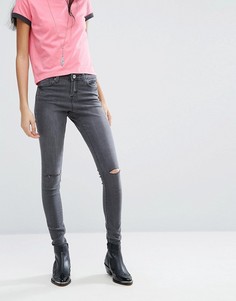 Зауженные джинсы с рваной отделкой Brave Soul Anna - Серый