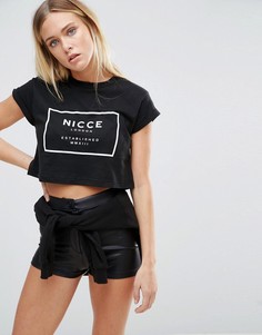 Укороченная футболка с логотипом Nicce London - Черный