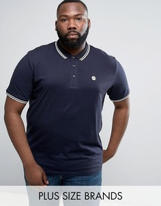 Облегающая футболка-поло с окантовкой Le Breve PLUS - Темно-синий
