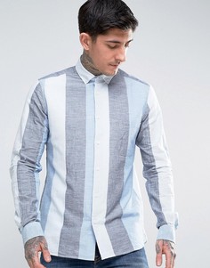 Рубашка на пуговицах в широкую полоску YMC - Синий