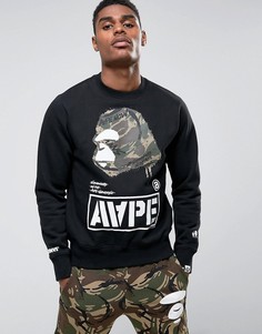 Свитшот с большим логотипом AAPE By A Bathing Ape - Черный