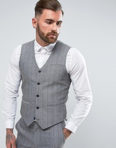 Синий облегающий жилет из ткани в елочку ASOS - Синий