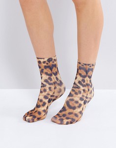 Носки с леопардовым принтом Monki - Коричневый