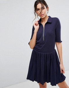 Платье-рубашка с плиссировкой и молнией Unique21 - Темно-синий
