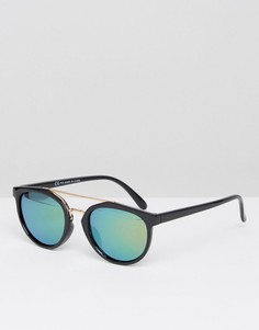 Круглые солнцезащитные очки с блестящими поляризованными стеклами ASOS - Черный