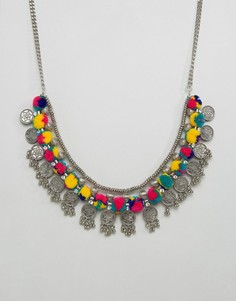Эффектное ожерелье с помпонами Pieces - Мульти