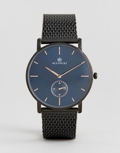 Черные часы с сетчатым браслетом и синим циферблатом Accurist - Черный