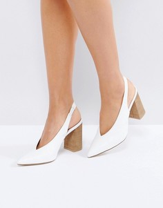 Туфли на блочном каблуке с ремешком через пятку New Look - Белый