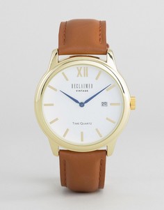 Золотистые часы с коричневым кожаным ремешком Reclaimed Vintage Inspired - Коричневый