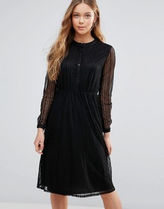 Кружевное платье-рубашка Yumi - Черный