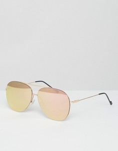 Солнцезащитные очки‑авиаторы без оправы с зеркальными стеклами цвета розового золота Jeepers Peepers - Золотой