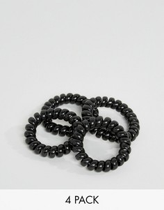 Комплект из 4 черных пластмассовых резинок для волос ASOS - Черный
