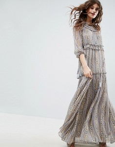 Кружевное платье макси с рюшами Needle & Thread - Серый