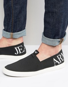 Черные кеды-слипоны с логотипом Armani Jeans - Черный