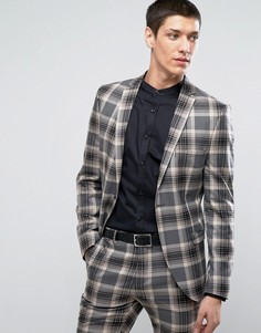 Пиджак суперузкого кроя в клетку Selected Homme - Серый