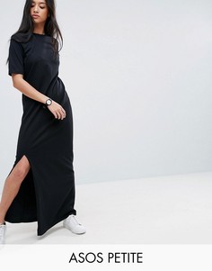 Платье-футболка макси в стиле casual от ASOS PETITE - Черный