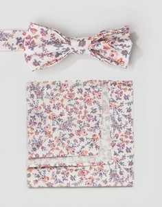 Галстук-бабочка и платок для нагрудного кармана с мелким цветочным принтом Feraud - Розовый