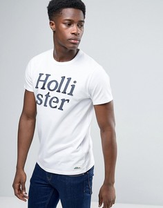 Белая узкая меланжевая футболка с большим логотипом Hollister - Белый
