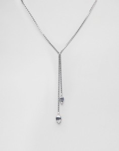 Ожерелье с двойной подвеской и стразами Swarovski Krystal London - Серебряный