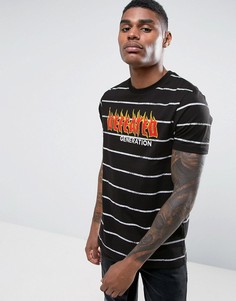 Футболка в полоску с надписью Fire ASOS - Черный