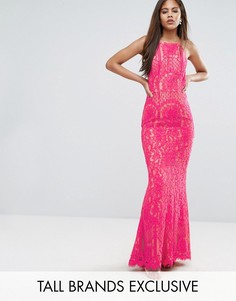 Кружевное платье макси с высоким воротом Jarlo Tall - Розовый
