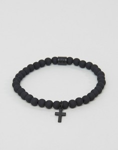 Черный узкий браслет с крестом Chained & Able - Черный