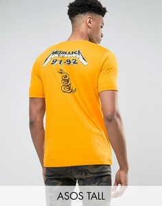 Свободная футболка с принтом змеи и надписью Metallica на спине ASOS TALL - Оранжевый