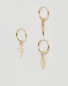 Серьги-кольца с подвесками Chained & Able - Золотой