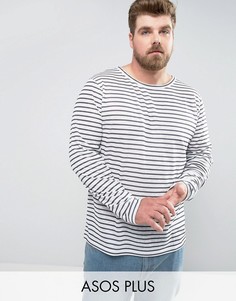 Свободный лонгслив в полоску ASOS PLUS - Белый
